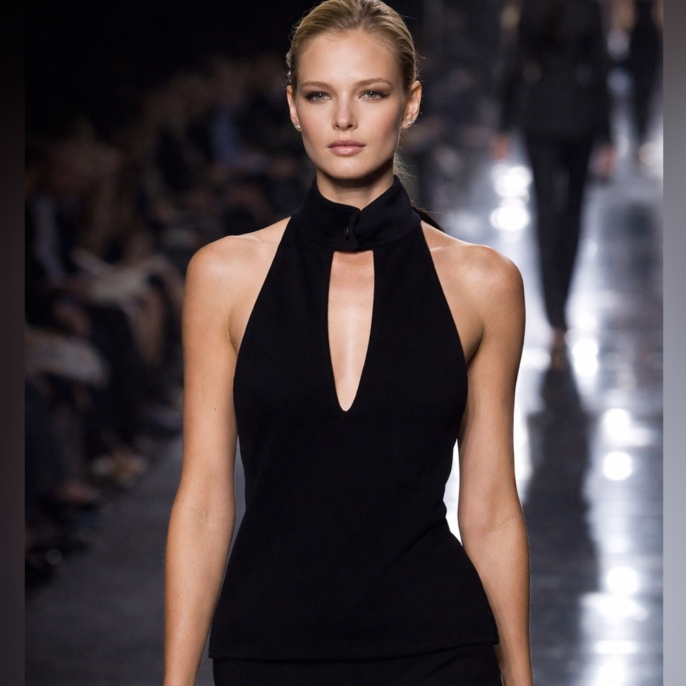 Ralph Lauren Black Halter Keyhole Neck Top